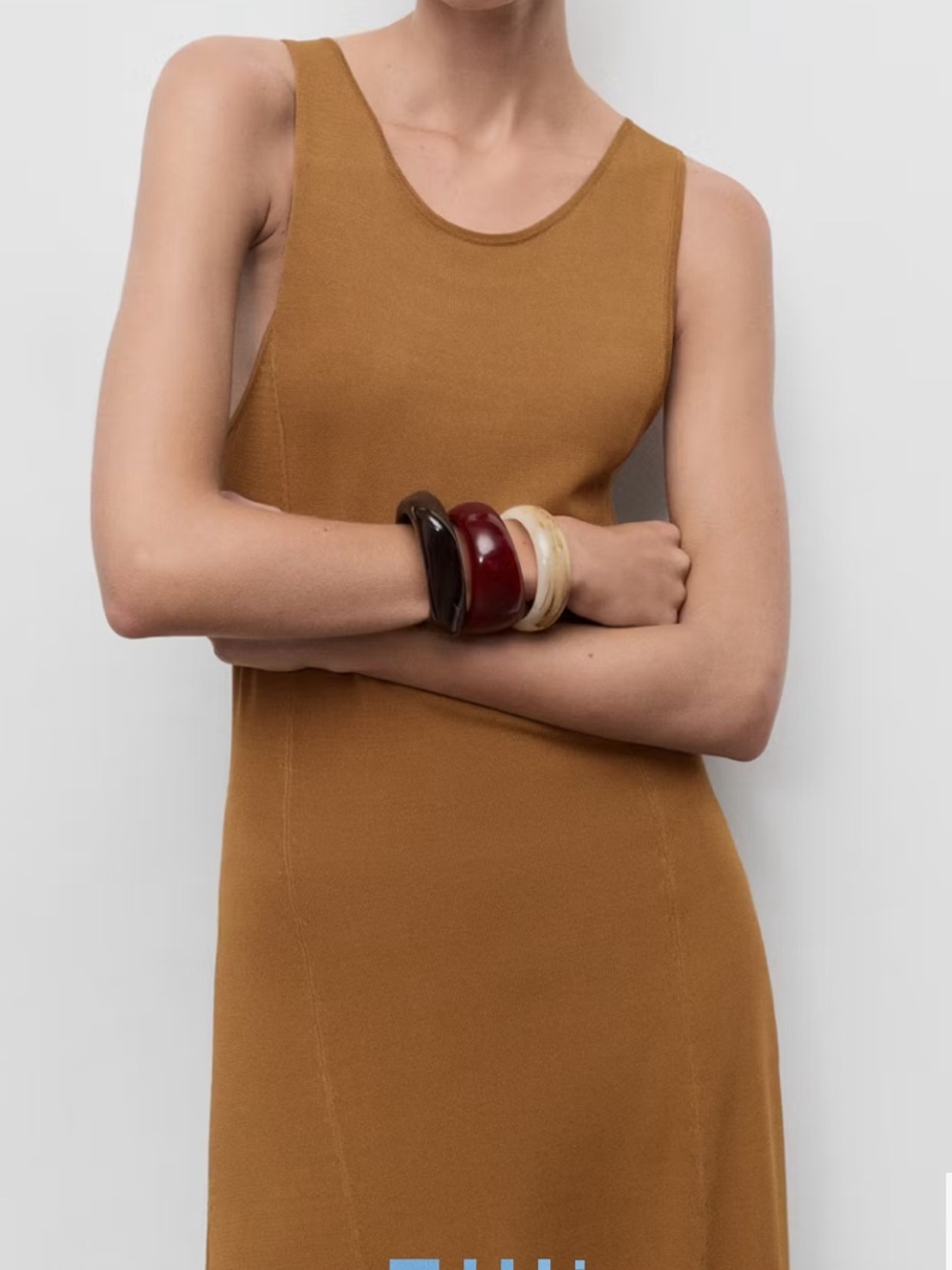 Mango Sleeveless Maxi Dress in Camel Brown KNIT LONG DRESS 4082 - Picture 6 of 6